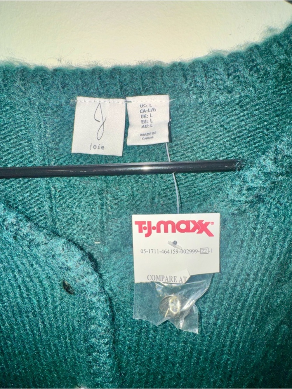 NWT Joie Emerald Green Cable Knit Cardigan with Gold Buttons - Picture 5 of 11